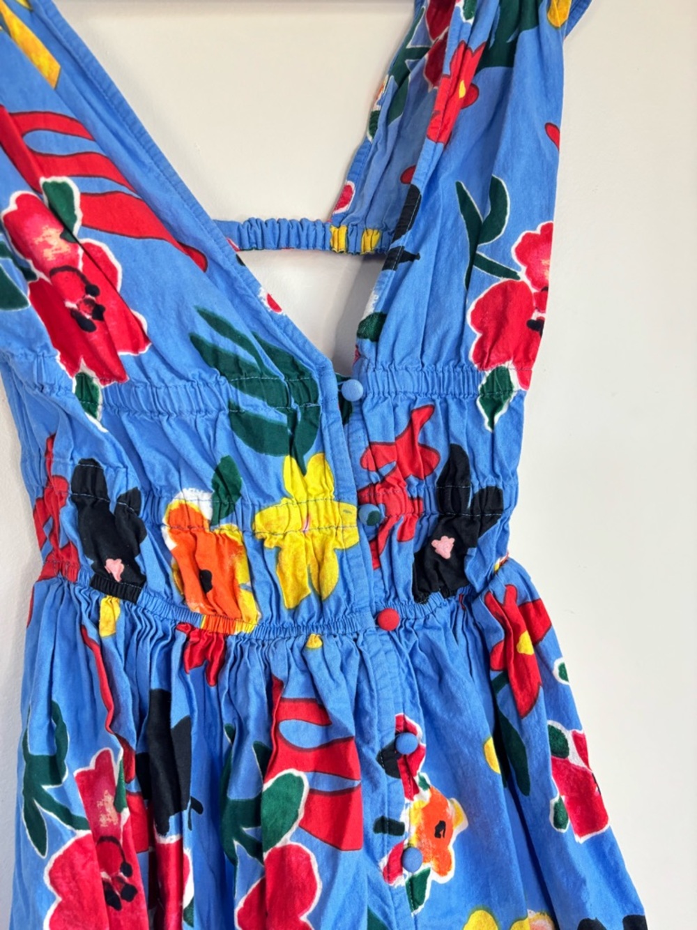 ASOS Blue Floral V-Neck Mini Dress - Picture 6 of 6